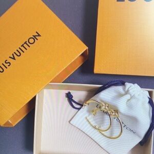 Louis Vuitton Gold Hoop Earrings and Pave Star Bracelet